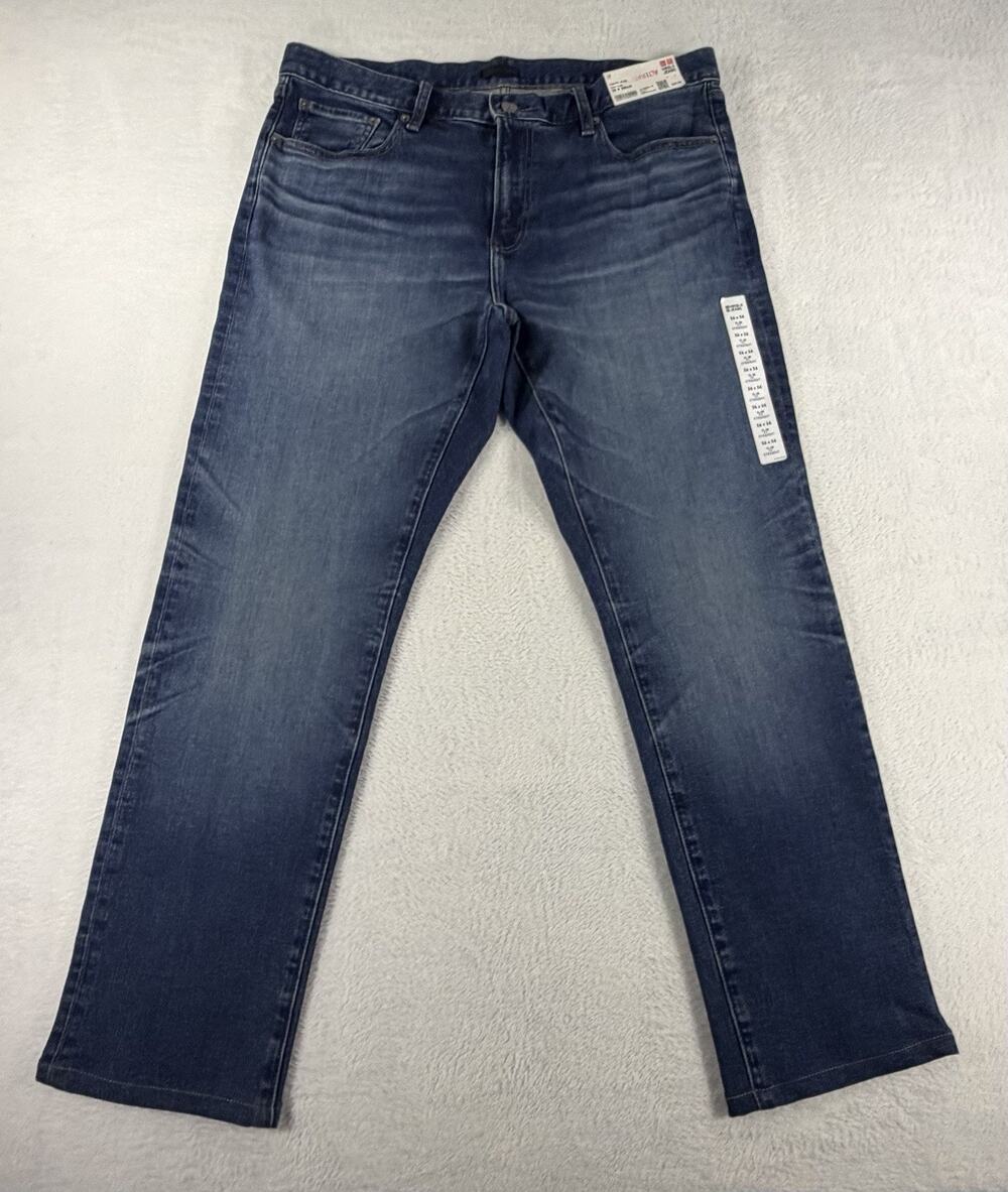 Uniqlo Jeans Mens 36x30 Distressed Slim Fit Straight Denim NEW - Altered